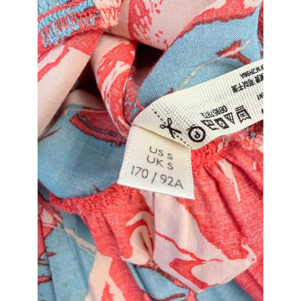 Free People Maxi Dress Smocked Floral Tropical Red Blue Women - Picture 12 of 12